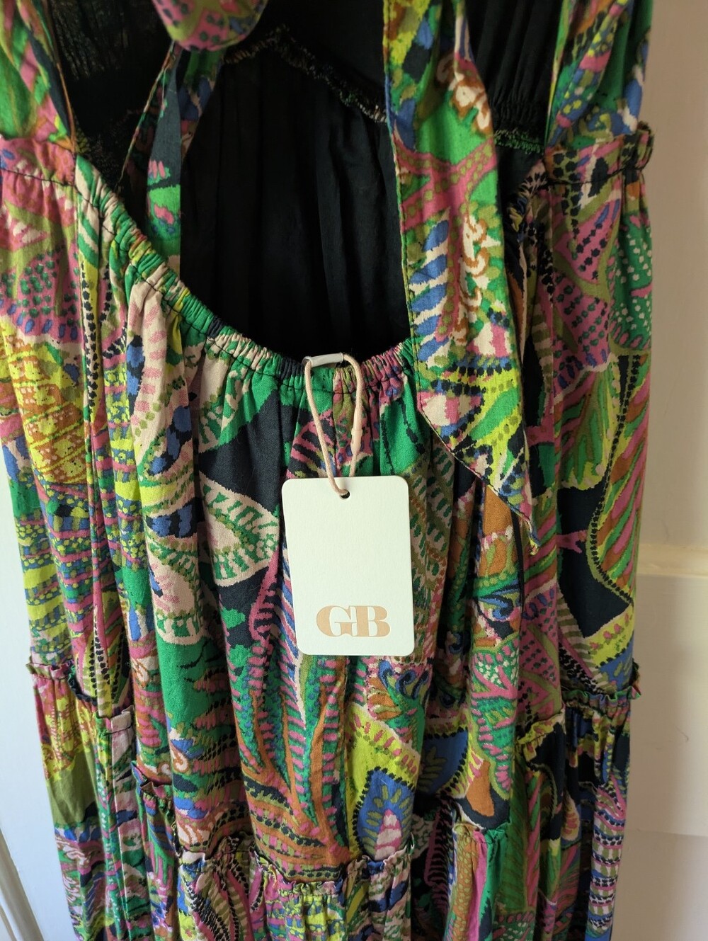 Gianni Bini Tropical Floral Cotton Tiered Maxi Dress Nwt - Picture 6 of 9